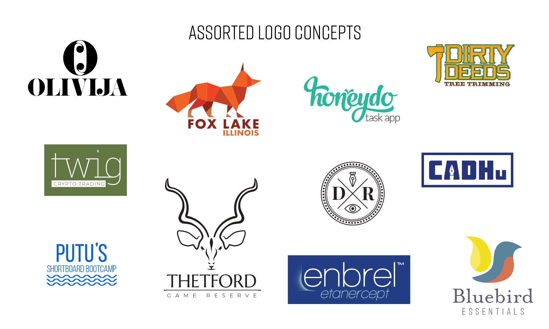 Logo Studies – A collection of logo marks designed over the years for various clients and personal projects.