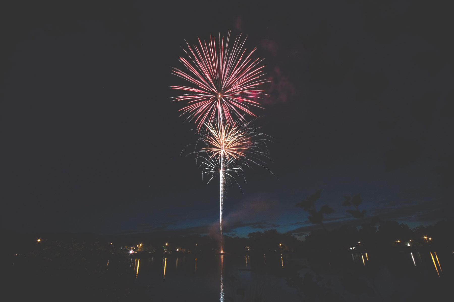 Fireworks over City Park Lake – A single long exposure that captures the ripple of reflections during the Fourth of July show.